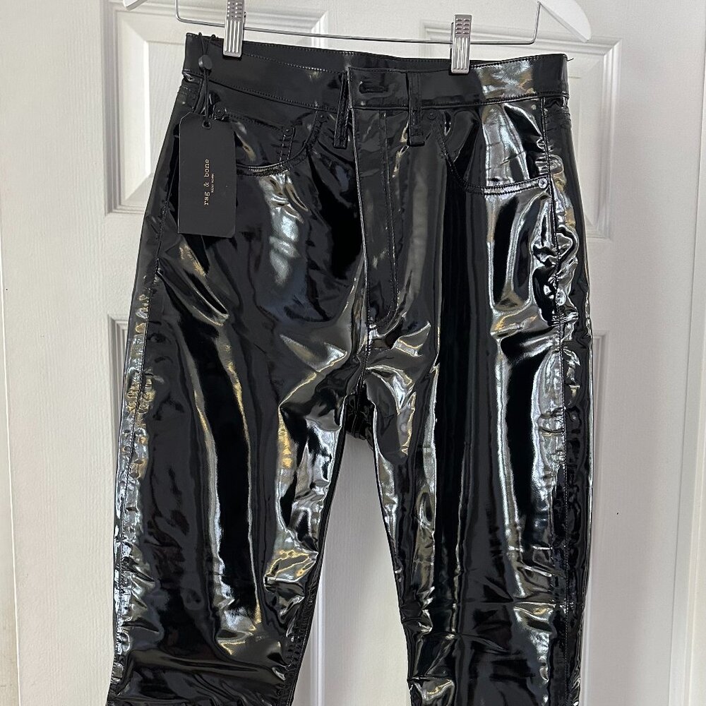 Rag & Bone Super HR Ankle Skinny VINYL Black